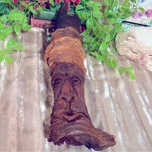 MCM WOOD SPIRIT w a Turban - Antique; Artisan; HAND CARVED; Signed; RARE; OOAK